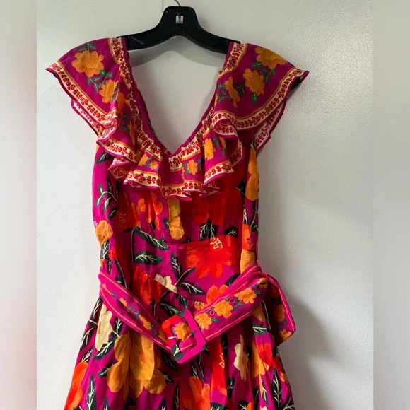 Farm Rio Pink Flowers Tapestry Mini Dress Size XS - Picture 6 of 15